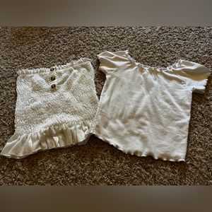 TWO WHITE CROP SHIRTS NEVER WORN
